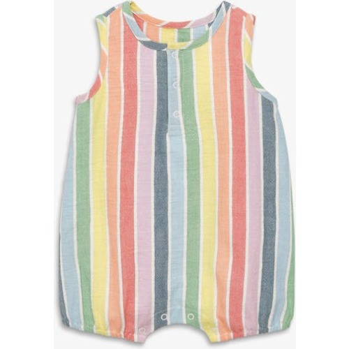 Baby Henley Bubble In Rainbow Stripe, 6-12M