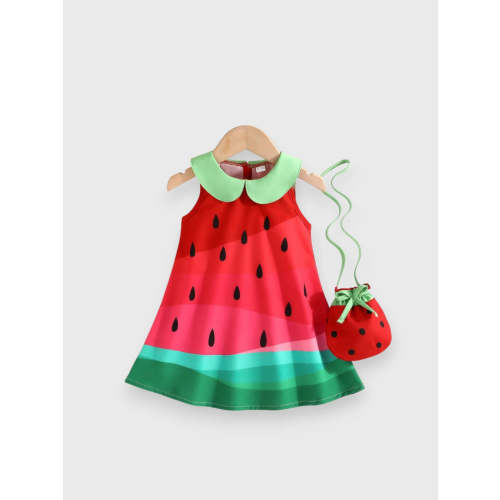 2 Pc Baby Girl Watermelon Dress with Bag