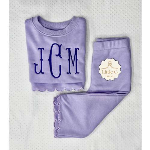Scalloped Lounge Set Lavender – Little G Threads