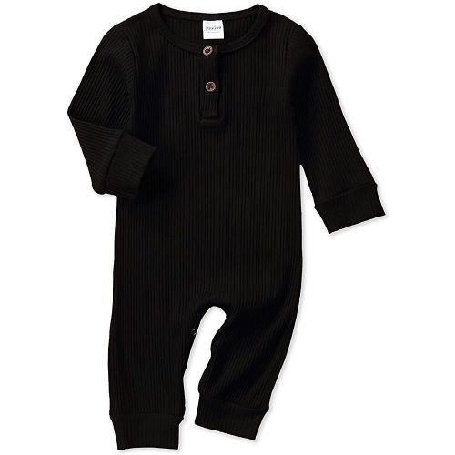 Newborn Baby Boy Girl Romper Infant Solid Button One Piece Outfit Jumpsuit