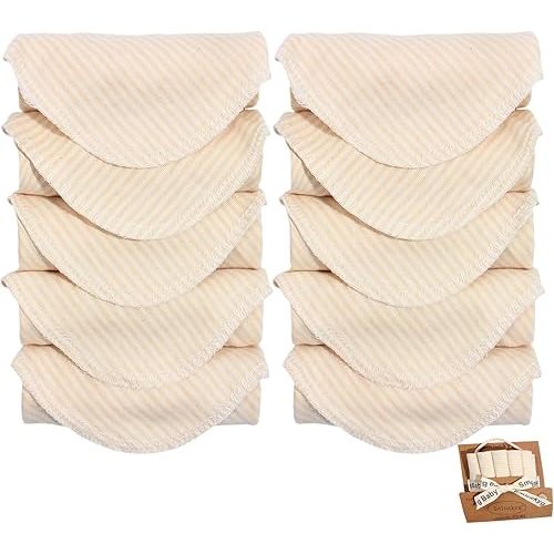 10-Pack Organic Cotton Baby Washcloths | Ultra-Soft Newborn Face Bath Towel - Reusable Baby Wipes for Delicate Skin Thin & Lightweight, Perfect for Babies, Kids, Toddlers, Infant (Stripes)