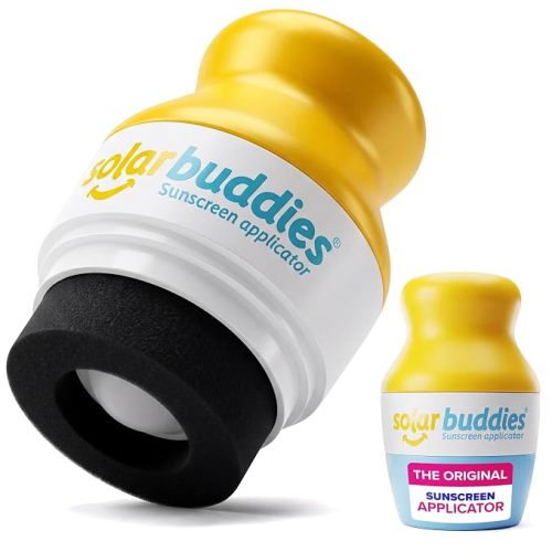 Solar Buddies Sunscreen Applicator – Blue – Refillable Roll-on Sponge for Sunscreens & Lotions – For Kids, Adults & Families – Holds 3.4Fl Oz – Perfect for Travel