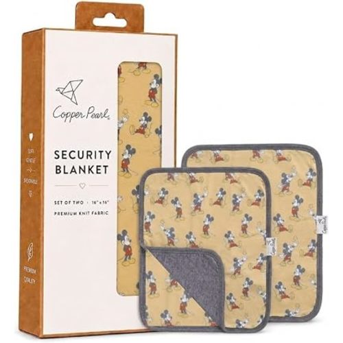 Copper Pearl 3-Layer Knit Security Blanket Set Sized 16" x 16" 2-Pack Mickey Mouse