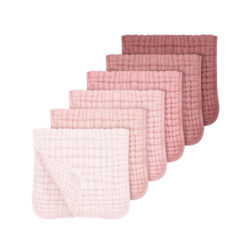 Looxii Muslin Burp Cloths Baby Girl 6 Pack - 20" x 10" - Ultra Soft & Absorbent, 6-Layer 100% Cotton for Spit Up & Drool- Gentle Baby Burping Cloth, Newborn Essentials Shower Gift Girl, Gradient Pink