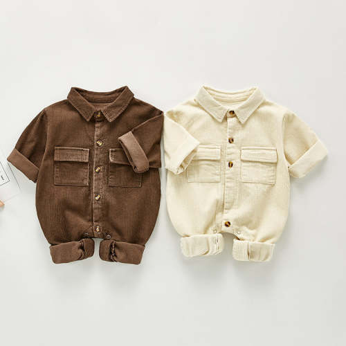 Baby Boys Corduroy Double Pocket Romper