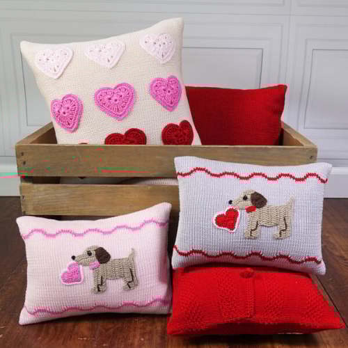 Valentine Puppy Pillow, Pink - Melange Collection | Maisonette