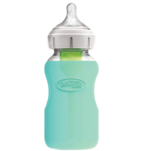 Dr. Brown's Options+ Wide-Neck Glass Bottle Sleeve, 100% Silicone, Mint, BPA-Free, 9 oz, 1-Pack