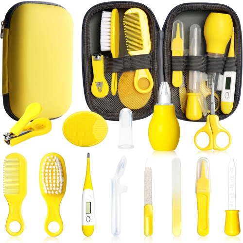 Baby Healthcare and Grooming Kit, 14 in 1 Baby Safety Set Newborn Nursery Health Care Set with Hair Brush Scale Nail Clippers for Baby Girls Boys