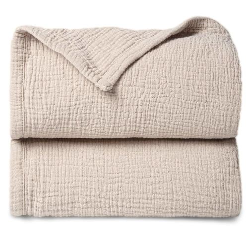 Lulu moon Muslin Quilt Blanket, Crib Blanket for Baby and Toddler,47x47 Inches(Ivory)