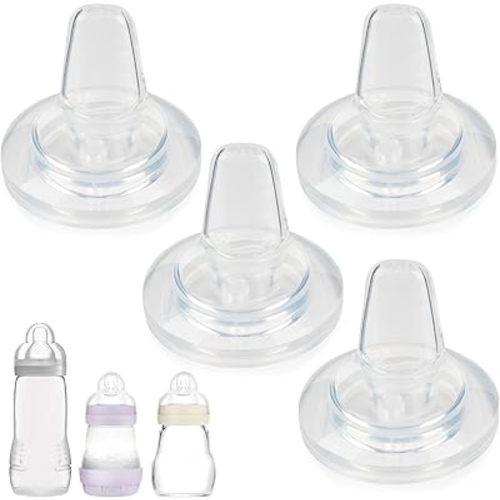 Sippy Cup Nipples for MAM Easy Start Bottle,Easy Active Bottle and Glass Baby Bottles,Plastic Trainer Cup,Soft Silicone Nipples,Variable Flow Conversion Nipple,6+ Months,4 Count