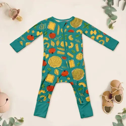 Bamboo Pasta Party Convertible Zippered Romper