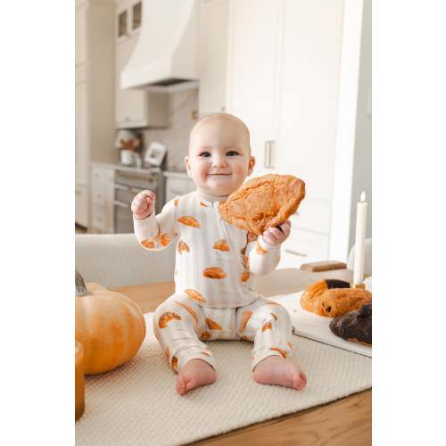 Zippered Romper in Croissant