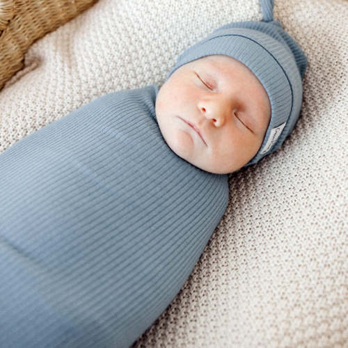 Rib Knit Swaddle Blanket - Atlantic