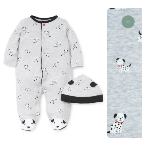 Dalmatian Footed One-Piece and Hat