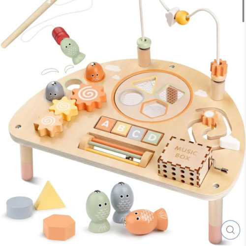 Montessori 8-in-1 Wooden Activity Table for Toddlers