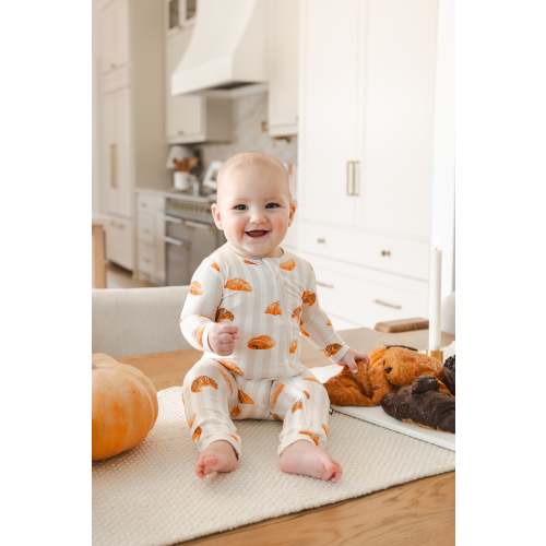 Zippered Romper in Croissant