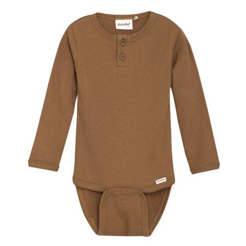Minymo - Long Sleeve Ribbed Bodysuit - Brown Sugar