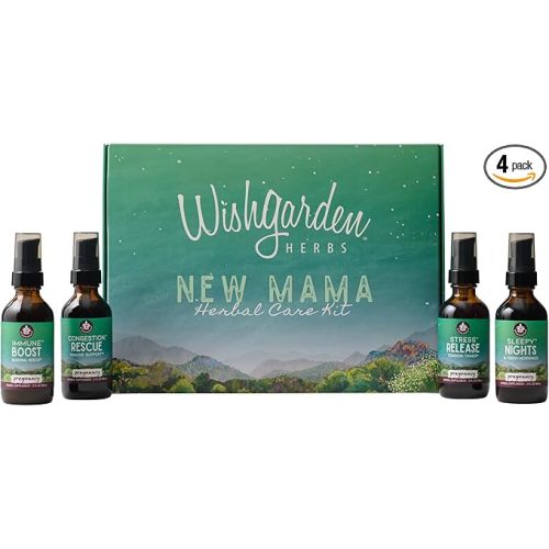 WishGarden Herbs Pregnancy Essentials Kit w/Gift Box - Unique Pregnancy Gifts for Expecting Mom Includes Sleepy Nights for Pregnancy & Stress Release for Pregnancy, 4 Pregnancy-Safe Herbal Formulas