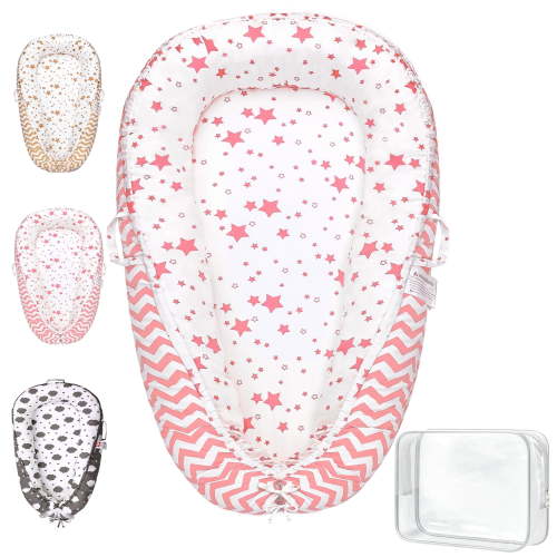 TAYYEE Baby Playmat – Portable Infant Lounger with Soft Pink Mat, for Newborns & Toddlers 0-24 Months