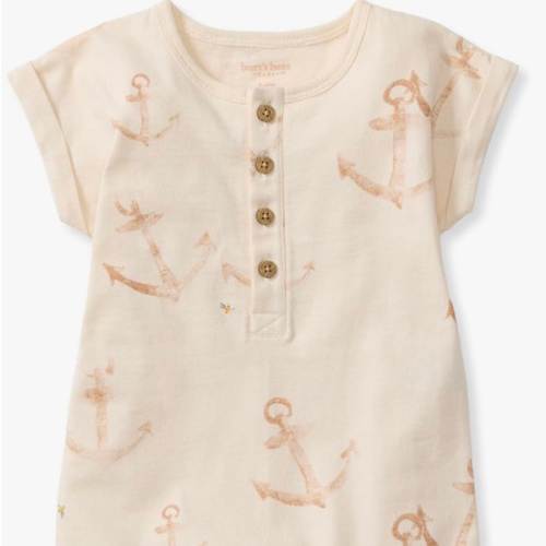 Burt's Bees Baby Baby Boys' Short Sleeve Rompers, 100% Organic Cotton One-piece Coverall and Layette Set