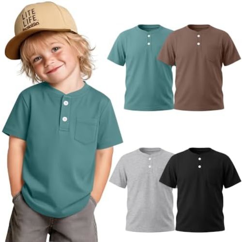 4 Pack Toddler Boys Henley Shirts