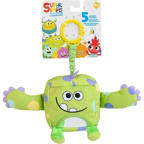 Super Simple WowWee Sensory Plush Monsters Dewey (Orange) with 5+ Sensory Features (Ages 0+)