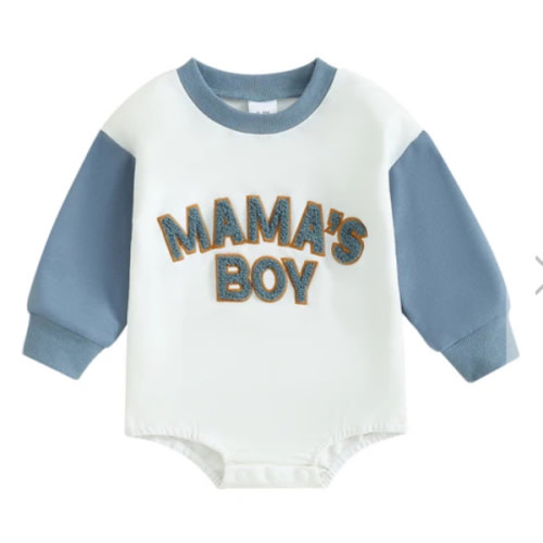 MAMA'S BOY Plush Long-Sleeve Onesie - Hazel & Bo