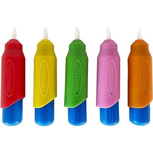 5 Multi-Color Aqua Brushes, Paint with Water Brush Set, Replacement Water Doodle Wow Pens by Kanga Toys for Drawing Books or Magic Mats, for Kids Ages 3+