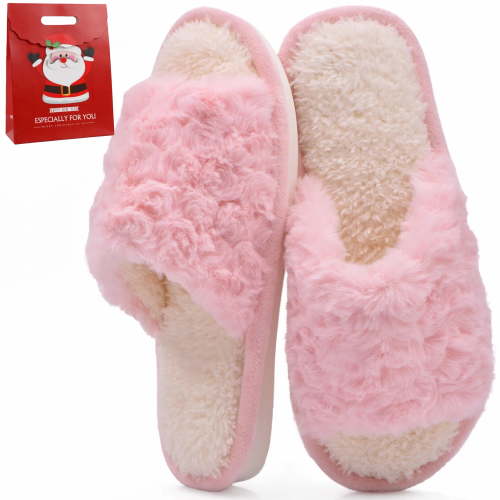 TRANSLINK Cozy Slippers with Soft Fuzzy Material and Memory Foam Comfort Portable for Home Indoor Outdoor