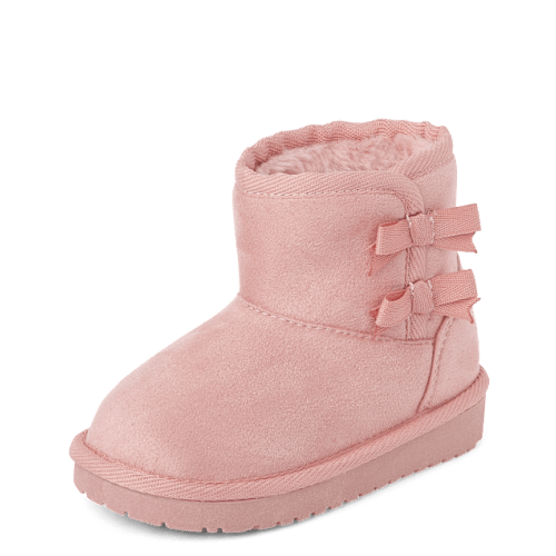 Toddler Girls Bow Platform Teddy Boots - Pink