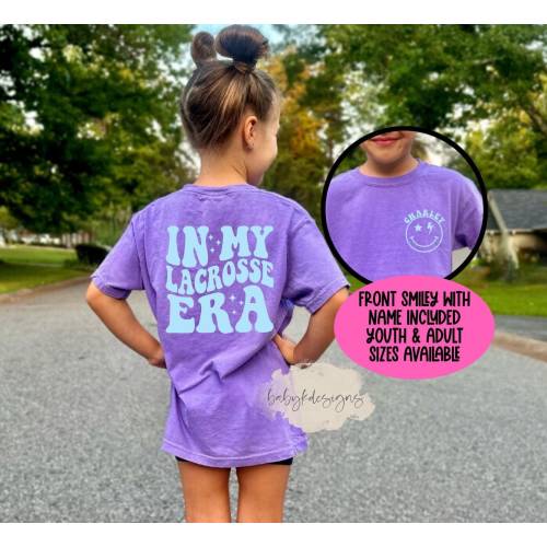 In My Lacorsse Era, Girls Lacrosse Shirt, Custom Lacrosse Name Shirt, Youth Comfort Colors®  Lacrosse Shirt, Eras, Lacrosse Player Gift, LAX