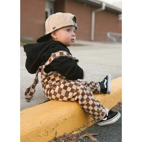 Checker Overalls - Brown | Little Trouble