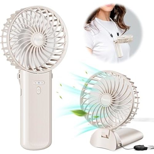 Handheld Fan, Mini Portable Personal Fan with lanyard, 4 Speeds Level 180° Foldable Design for Desk/Travel/Office/Outdoor