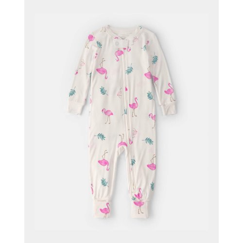 Baby Girl Flamingo PurelySoft Snug Fit 1-Piece Pajama - Ivory | Carter's