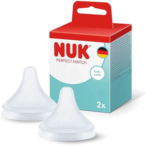 NUK Perfect Match Baby Bottle Teats | 0+ Months | Adapts to Baby's Palate | Anti Colic Vent | BPA-Free | Small Silicone Teat for Bottles | 2 Count : Amazon.co.uk: Baby Products