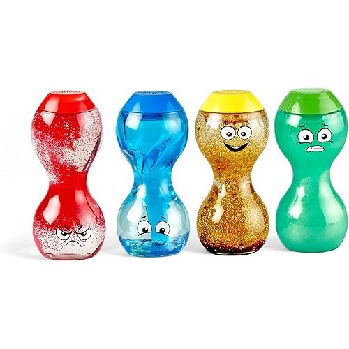 hand2mind Express Your Feelings Sensory Bottles- Primary Emotions, Toddler Sensory Toys, Quiet Fidget Toys, Play Therapy Toys, Calm Down Corner Supplies, Calming Corner, Social Emotional Learning