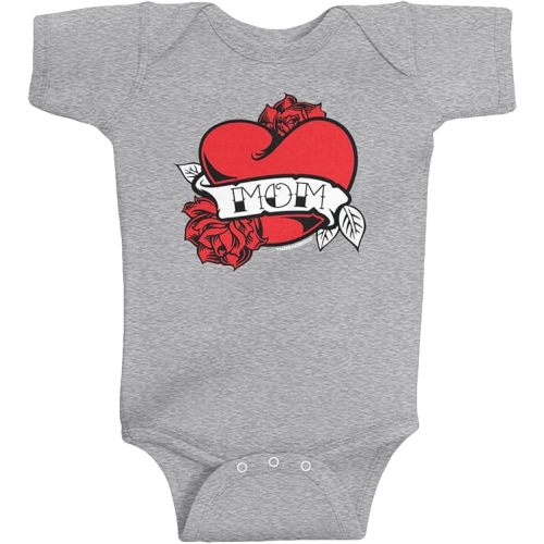 Threadrock Baby Boys' Mom Heart Tattoo Infant Bodysuit