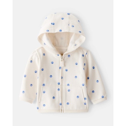 Baby Girl DayDream Fleece Blueberry Print Long-Sleeve Hoodie - Ivory | Carter's