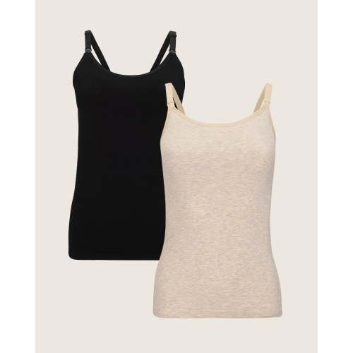 Sublime® Bamboo Nursing Camisole Two-Pack | Black & Oatmeal Heather - Kindred Bravely
