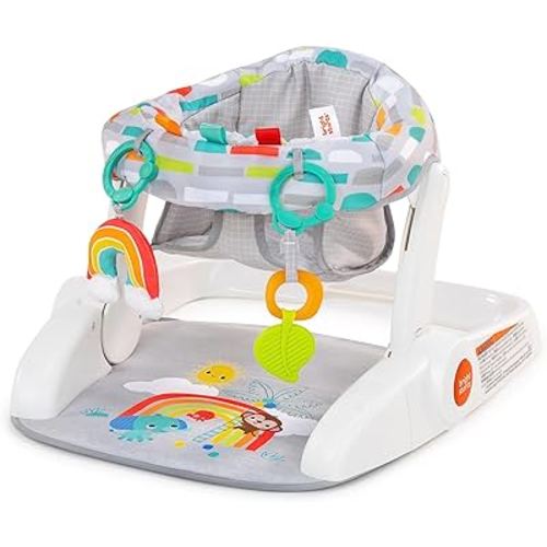 Bright Starts Learn-to-Sit Baby Floor Seat, 2-Positions Grow with Infant, Portable Baby Chair, Includes Sensory Toys, Unisex, 4-12 Months, Playful Paradise
