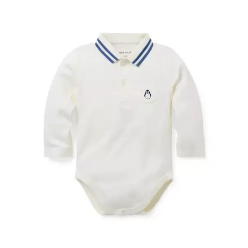 Baby Cream And Sugar Baby Embroidered Penguin Polo Bodysuit by Janie and Jack