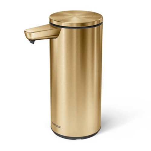 simplehuman 9 oz. Touch-Free Automatic Rechargeable Sensor Liquid Soap Dispenser, Brass Stainless Steel: Spot/Wipe Clean, Lithium Ion Battery