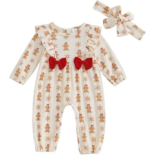 Newborn Baby Girl Halloween Clothes Puff Sleeve Cotton Linen Ruffle Pumpkin Print Jumpsuit Fall One Piece Outfits