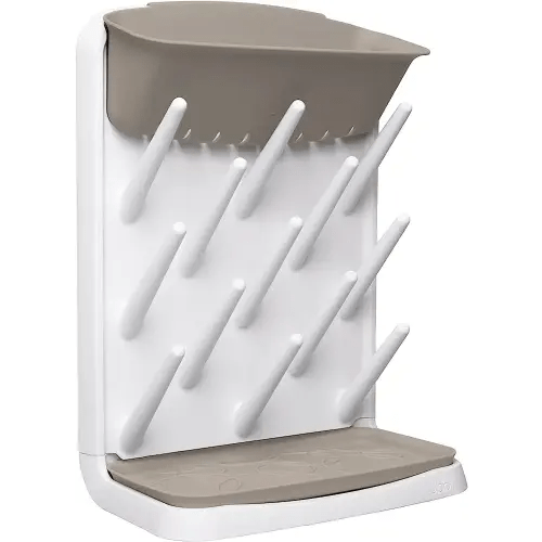 Ubbi Vertical Baby Bottle Drying Rack, Space Saving Countertop Drying Rack Baby Accessory, Taupe