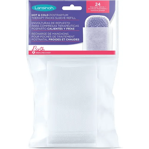 Lansinoh Hot & Cold Postpartum Therapy Packs Disposable Sleeve Refill, 24 Count