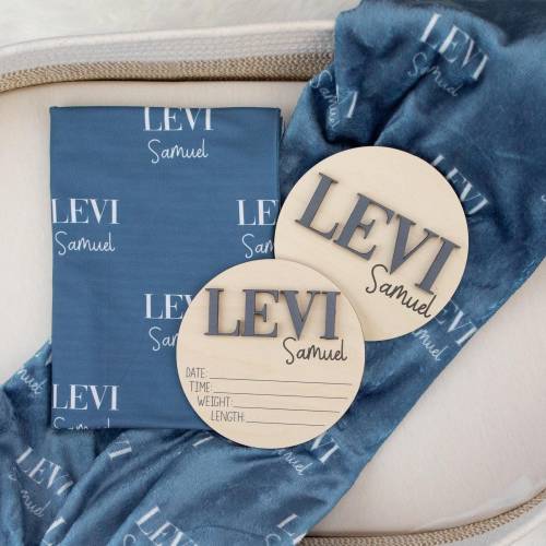 Swaddle Bundle, Baby Name Swaddle, 3D Birth Stat and Name Sign, 3D Birth Announcement Sign, Baby Swaddle Set Options, Newborn Name Swaddle