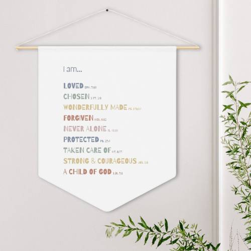Christian Bible Affirmations Pennant: Sunday School Kids Room Decor