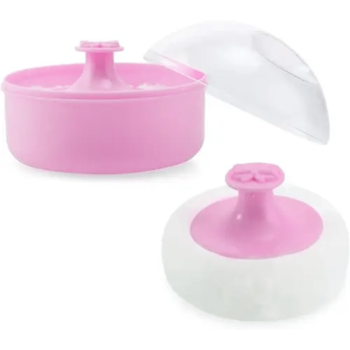 PandaEar Baby Body Cosmetic Powder Puff, Baby Powder Box, Soft Body Powder Puff and Container Case for Baby (Pink)