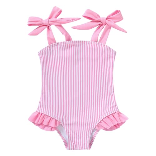 YOUNGER TREE Toddler Swimsuit Girl Color Block Stripe One-Piece Swimwear Baby Girl Bathing Suits
