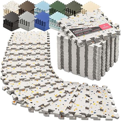 bemaxx Gym Mats Set - 18 pcs EVA Interlocking Foam Floor Tiles (12.6"x12.6"x0.4") 18sqft Protective Gym Flooring Sports Home Workout Exercise Mats Puzzle Garage Fitness Play-Room Pool Treadmill Bike